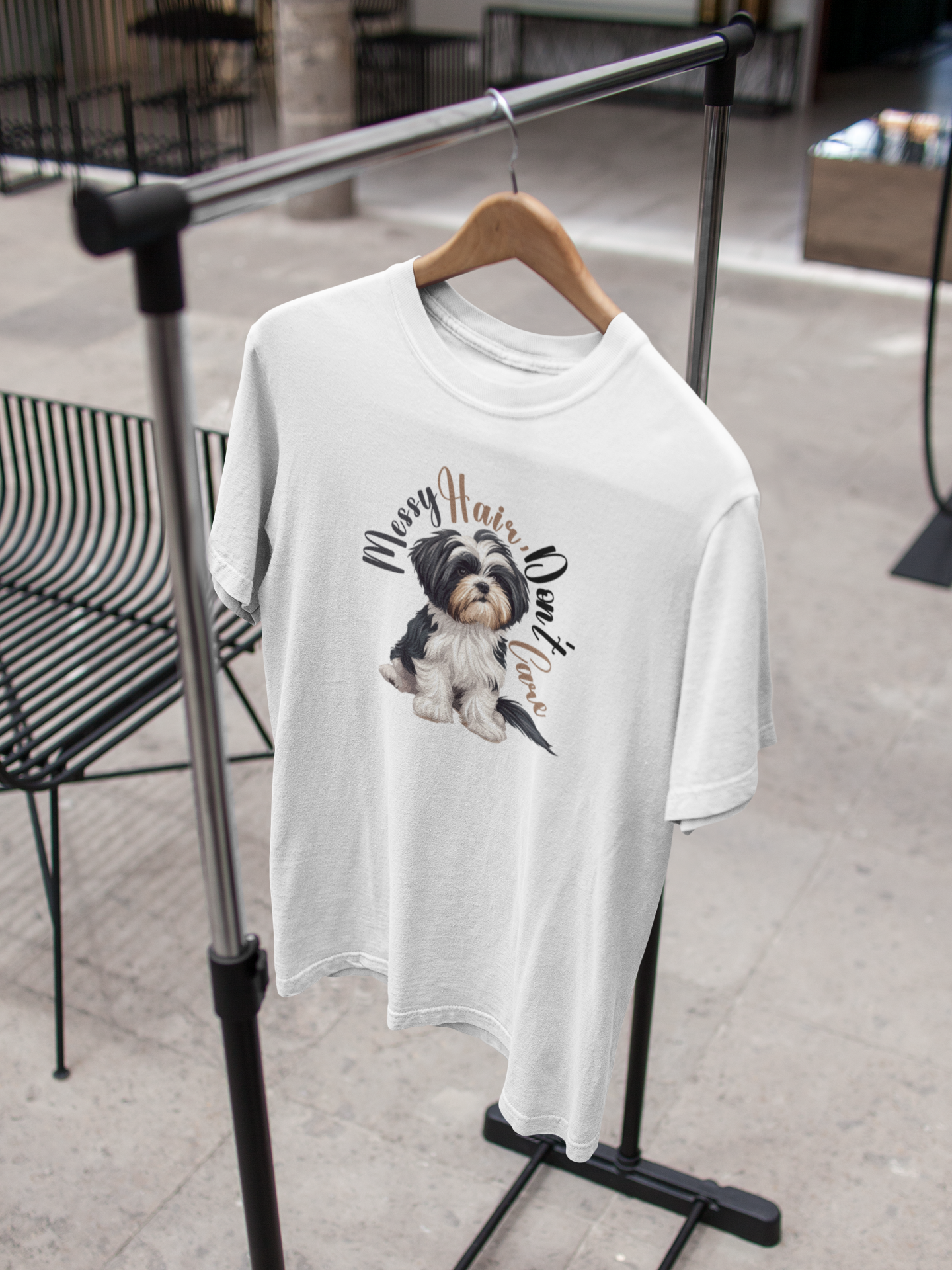 Messy Hair, Don't Care - Brown and White Shih Tzu