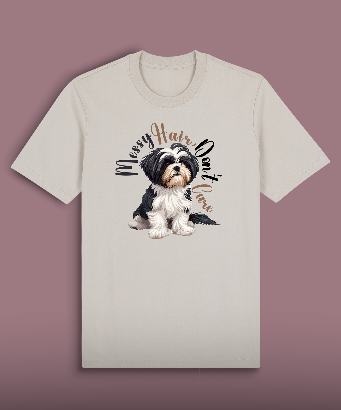 Messy Hair, Don't Care - Black and White Shih Tzu