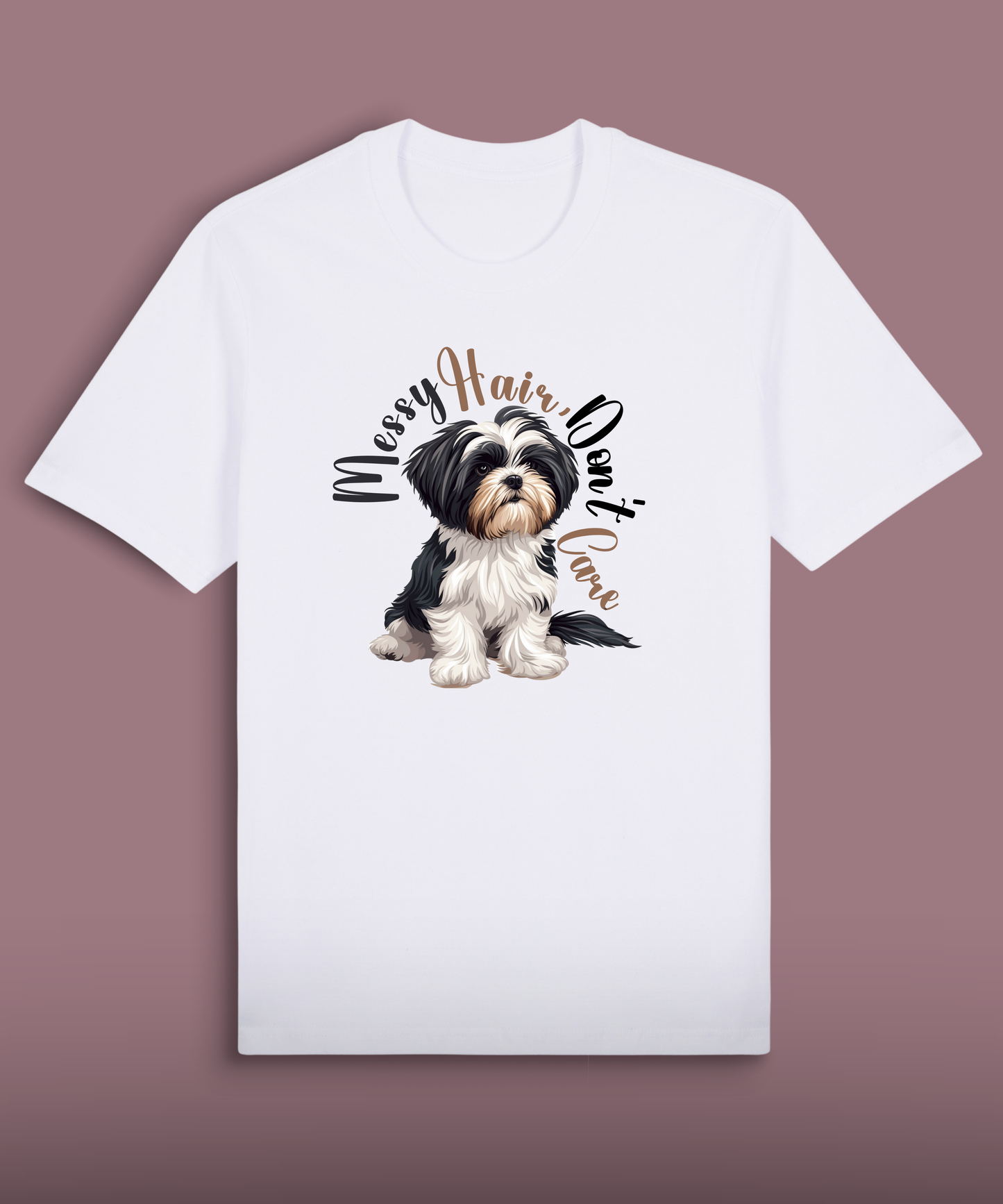 Messy Hair, Don't Care - Black and White Shih Tzu