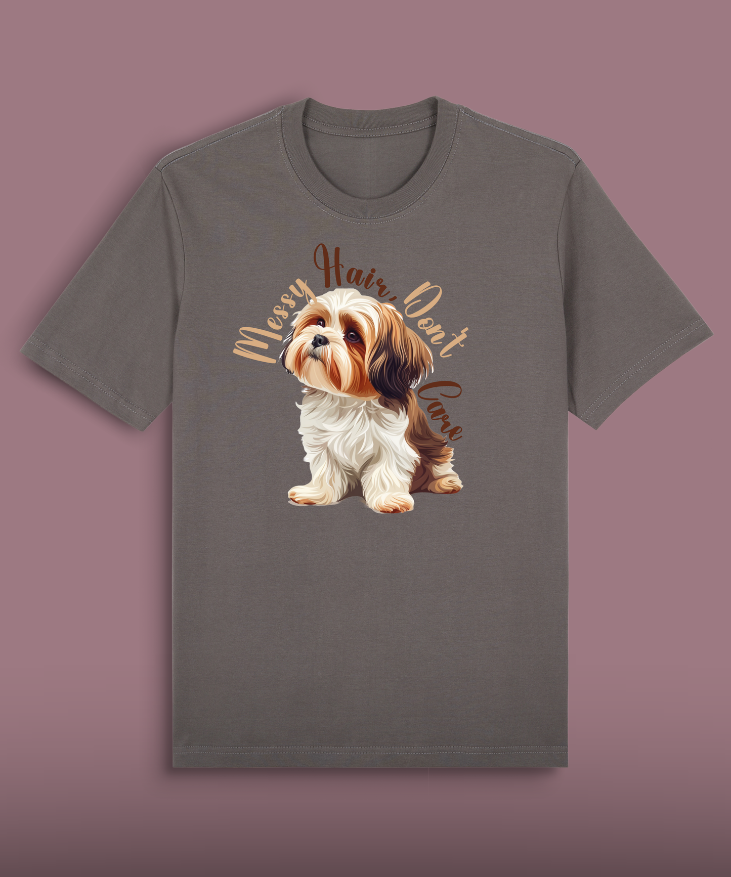 Messy Hair, Don't Care - Brown and White Shih Tzu