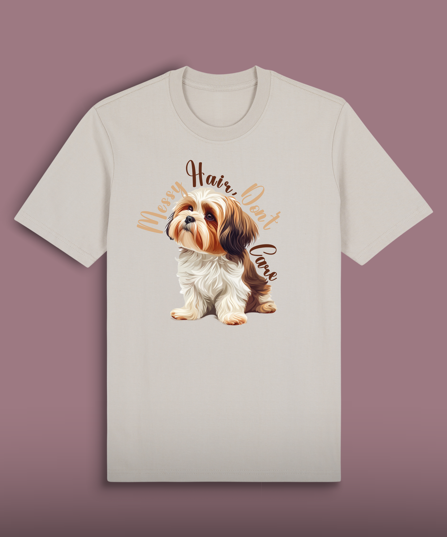 Messy Hair, Don't Care - Brown and White Shih Tzu