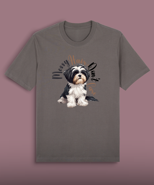 Messy Hair, Don't Care - Black and White Shih Tzu