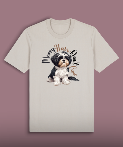 Messy Hair, Don't Care - Black and White Shih Tzu