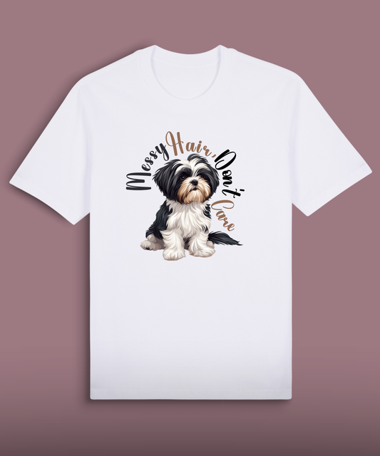 Messy Hair, Don't Care - Black and White Shih Tzu