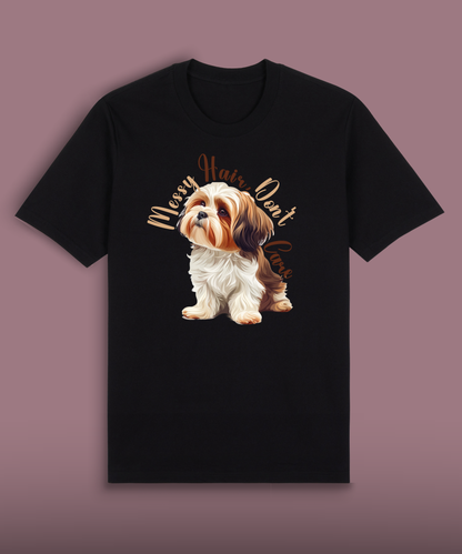 Messy Hair, Don't Care - Brown and White Shih Tzu